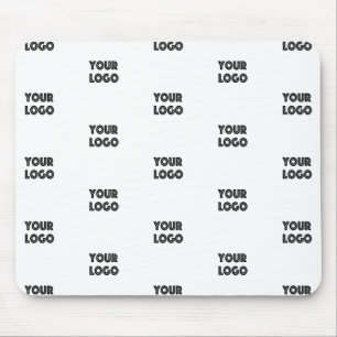Your Logo Simple Repeating Logo   White Mouse Pad