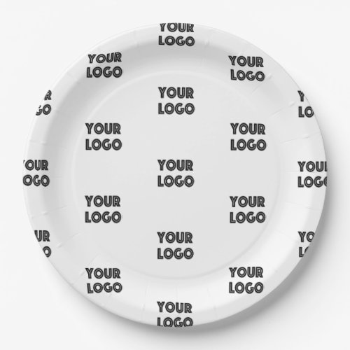 Your Logo Simple Repeating Logo  White Paper Plates