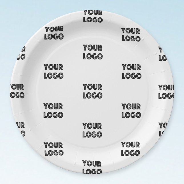 Your Logo Simple Repeating Logo | White Paper Plates (Creator Uploaded)