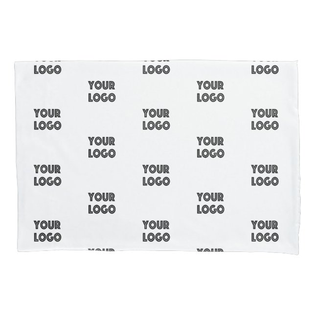 Your Logo Simple Repeating Logo | White Pillow Case (Front)