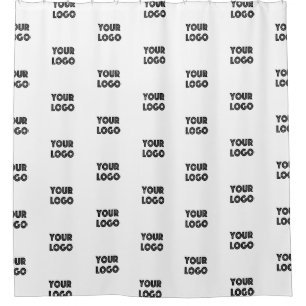 Your Logo Simple Repeating Logo White Shower Curtain