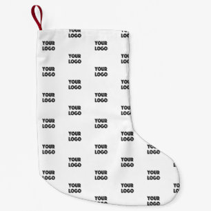 Your Logo Simple Repeating Logo White Small Christmas Stocking