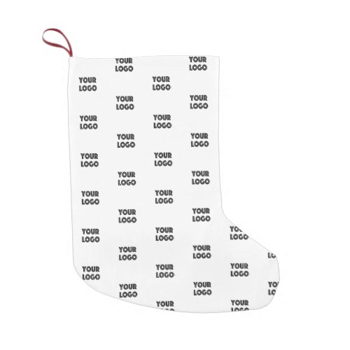 Your Logo Simple Repeating Logo  White Small Christmas Stocking