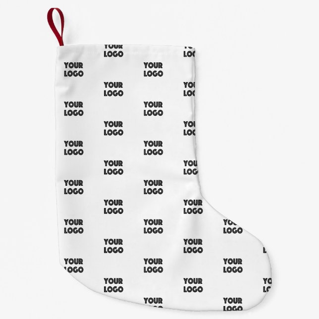 Your Logo Simple Repeating Logo | White Small Christmas Stocking (Front)