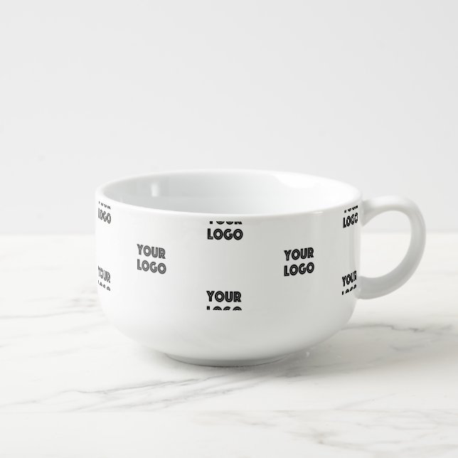 Your Logo Simple Repeating Logo | White Soup Mug (Left)