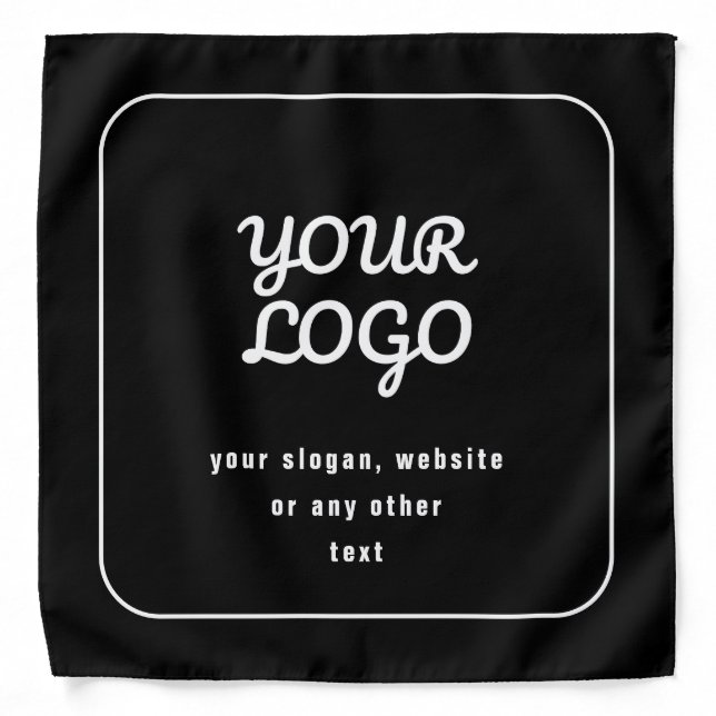Your Logo & Slogan or other text | Black & White Bandana (Front)