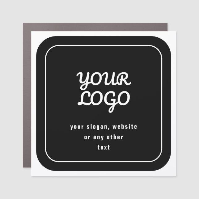 Your Logo & Slogan or other text | Black & White Car Magnet (Front)