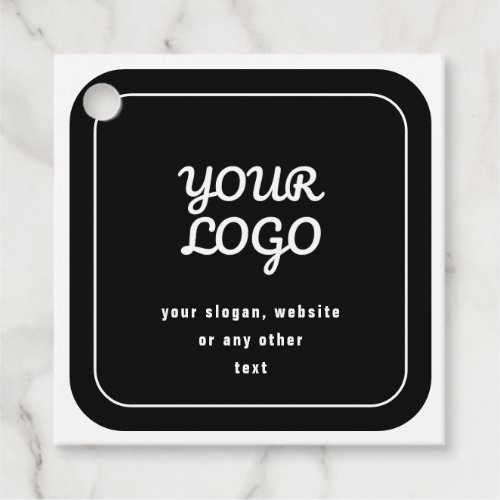 Your Logo  Slogan or other text  Black  White Favor Tags