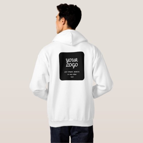 Your Logo  Slogan or other text  Black  White Hoodie
