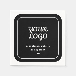 Your Logo & Slogan or other text Black & White Napkins