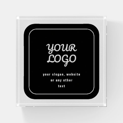 Your Logo  Slogan or other text  Black  White Paperweight