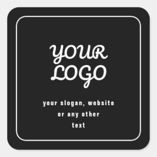 Your Logo & Slogan or other text Black & White Square Sticker
