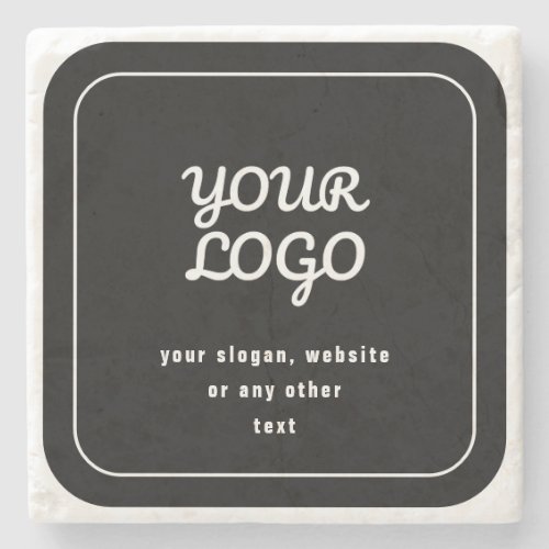 Your Logo  Slogan or other text  Black  White Stone Coaster