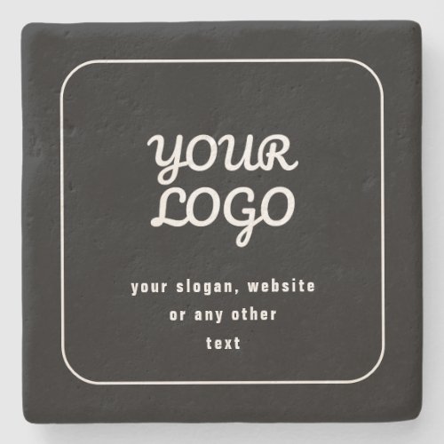 Your Logo  Slogan or other text  Black  White Stone Coaster