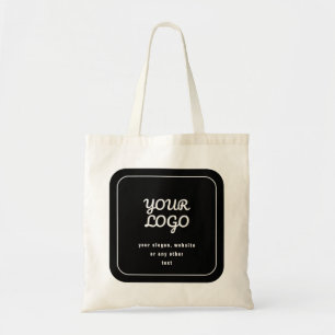 Your Logo & Slogan or other text Black & White Tote Bag
