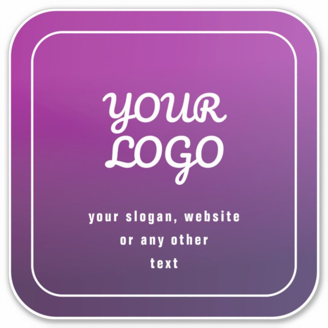 Your Logo & Slogan or other text | Purple Ombre Sticker (Front)
