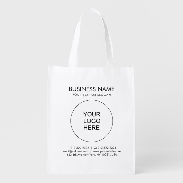 Your Logo Slogan Text Website Url Address Template Grocery Bag (Front)