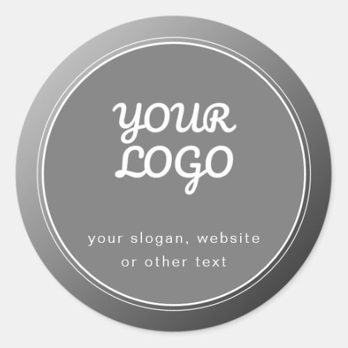 Your Logo Slogan Website  Unique Grey Gradient  Classic Round Sticker