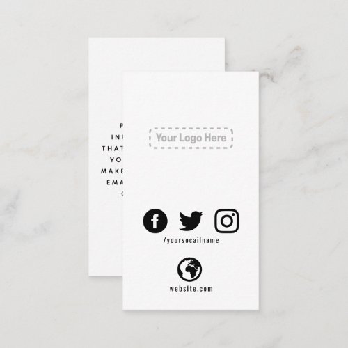 Your logo social links promotion enclosure card