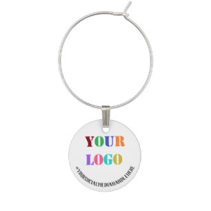 Your Logo Social Media Branded Wine Charm Example