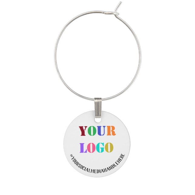 Your Logo Social Media Branded Wine Charm Example (First Charm)