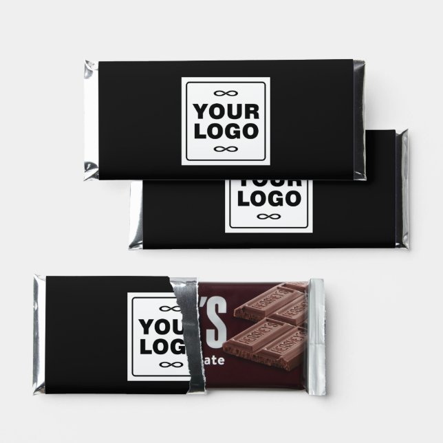 Your Logo - Square - Background WHITE + QR code Hershey Bar Favors (Front)