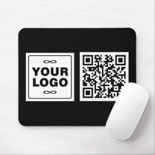 Your Logo - Square - Background WHITE + QR code Mouse Pad