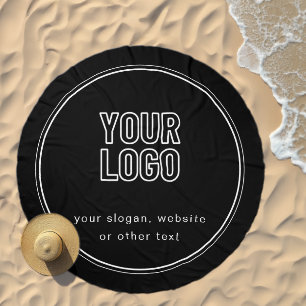Your Logo Stylish Editable Black & White Beach Towel