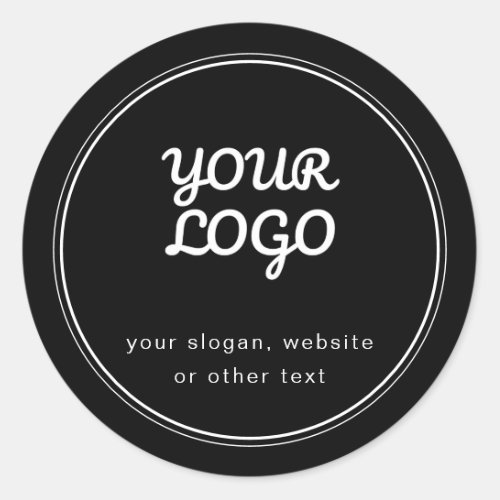 Your Logo Stylish Editable Black  White Classic Round Sticker