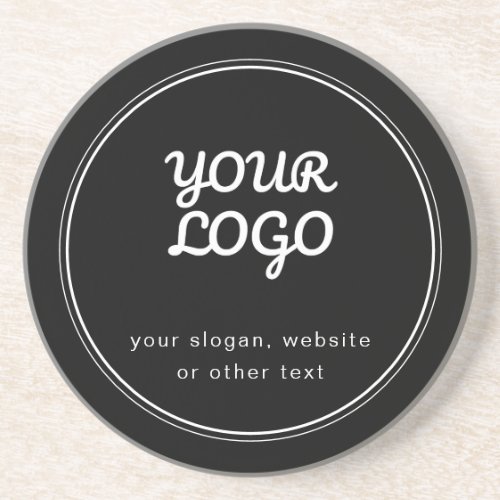 Your Logo Stylish Editable Black  White Design Coaster