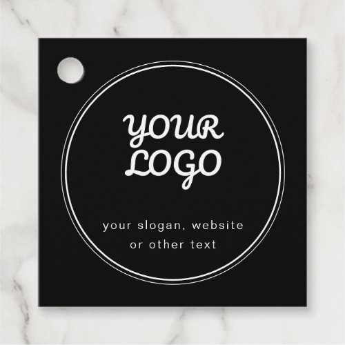 Your Logo Stylish Editable Black  White Design Favor Tags