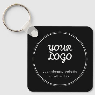 Your Logo Stylish Editable Black & White Design Keychain