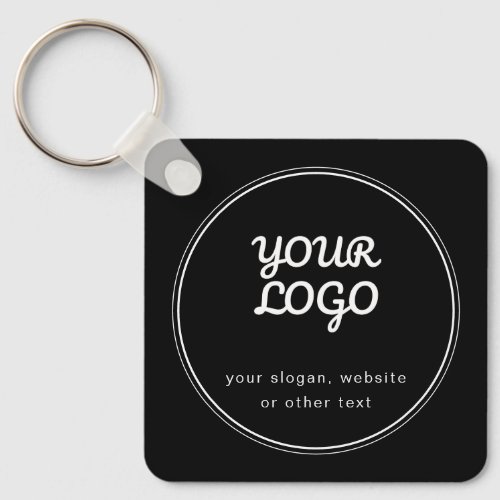 Your Logo Stylish Editable Black  White Design Keychain