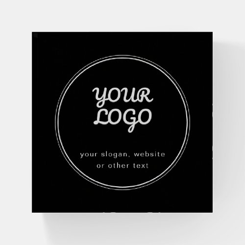 Your Logo Stylish Editable Black  White Design Paperweight