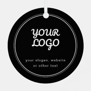 Your Logo Stylish Editable Black & White Metal Ornament