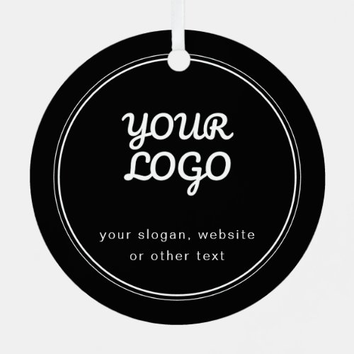Your Logo Stylish Editable Black  White Metal Ornament