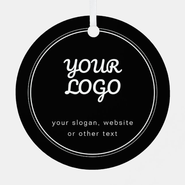 Your Logo Stylish Editable Black & White Metal Ornament (Back)