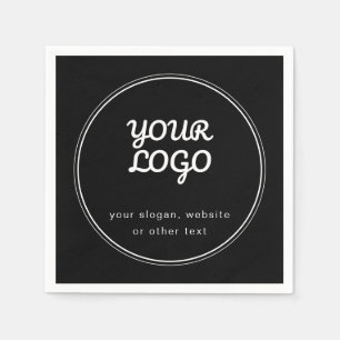 Your Logo Stylish Editable Black & White Napkins