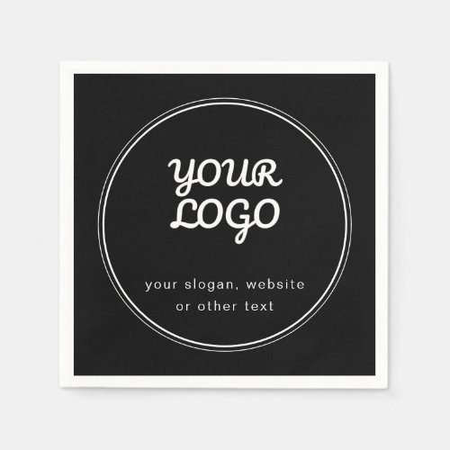 Your Logo Stylish Editable Black  White Napkins