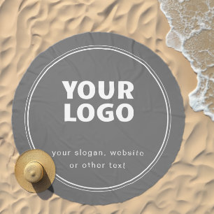 Your Logo Stylish Editable Grey & White Beach Towel