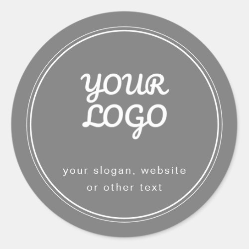 Your Logo Stylish Editable Grey  White Classic Round Sticker