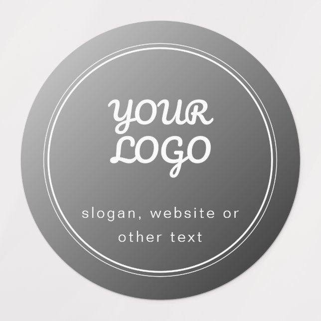 Your Logo & Stylish Gray Gradient Waterproof Labels (Design 2)