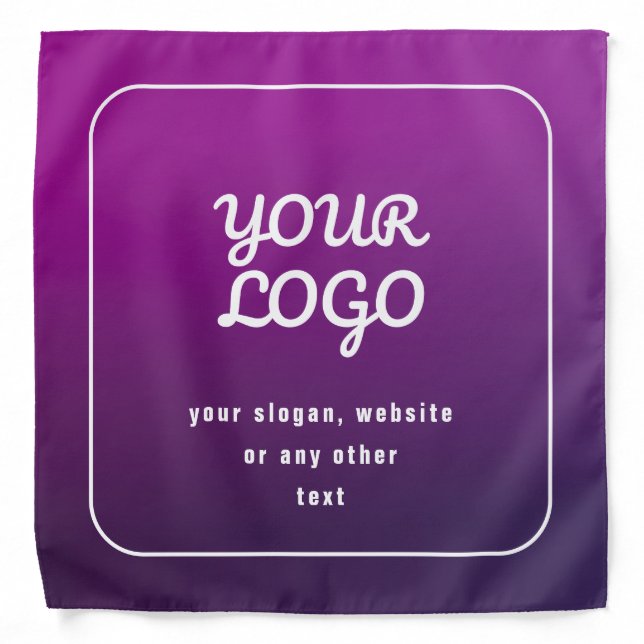 Your Logo & Stylish Light to Dark Purple Ombre Bandana (Front)