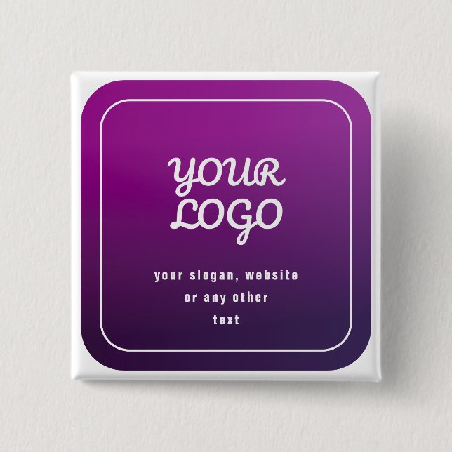 Your Logo & Stylish Light to Dark Purple Ombre Button (Front)