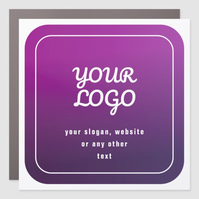 Your Logo & Stylish Light to Dark Purple Ombre Car Magnet (Front)
