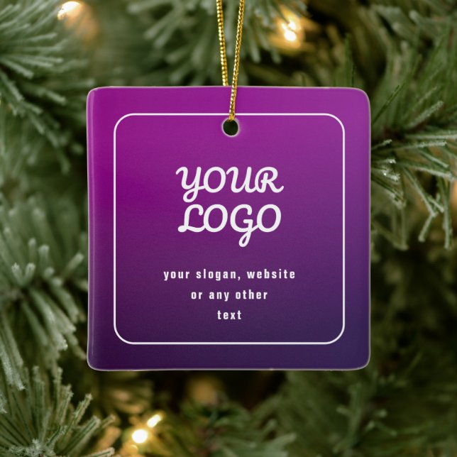 Your Logo & Stylish Light to Dark Purple Ombre Ceramic Ornament (Tree)