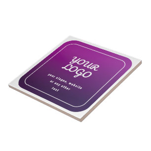 Your Logo & Stylish Light to Dark Purple Ombre Ceramic Tile