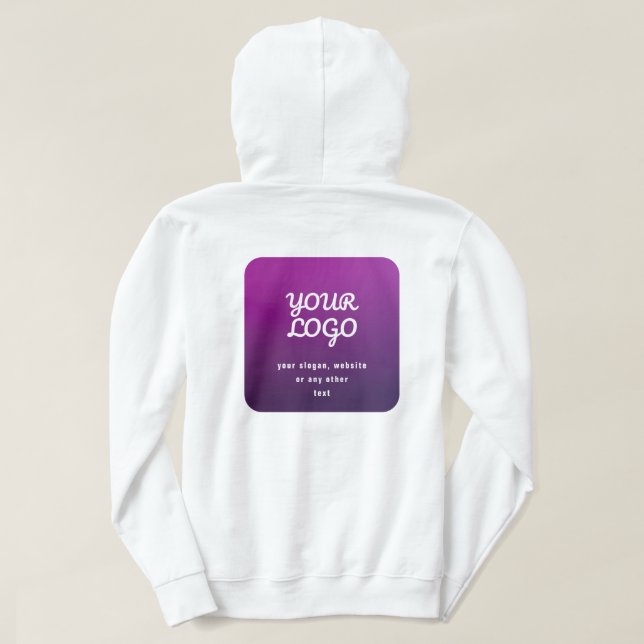 Your Logo & Stylish Light to Dark Purple Ombre Hoodie (Design Back)