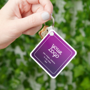 Your Logo & Stylish Light to Dark Purple Ombre Keychain