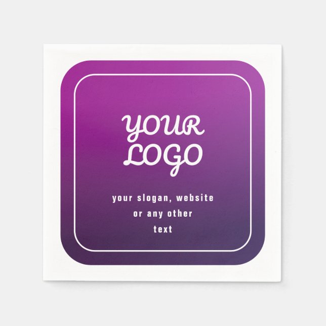 Your Logo & Stylish Light to Dark Purple Ombre Napkins (Front)